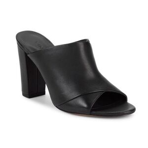 VINCE Cross Strap Leather Mule Sandal Size 8.5 Black